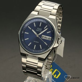 Zegarek męski stalowy na bransolecie z niebieską tarczą S396-212 QQ  (2).jpg