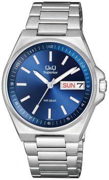Zegarek męski stalowy na bransolecie z niebieską tarczą S396-212 QQ .x.jpg