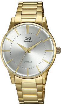 Zegarek męski na złotej bransolecie QQ Superior S398-001 to stalowy zegarek dla alergików..jpg