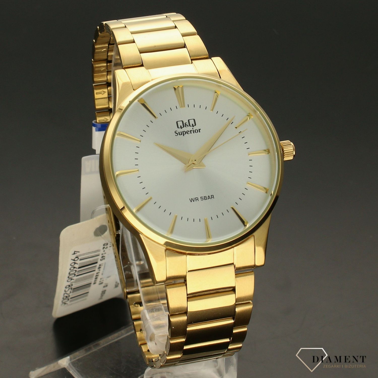 Zegarek męski na złotej bransolecie QQ Superior S398-001 to stalowy zegarek dla alergików..jpg