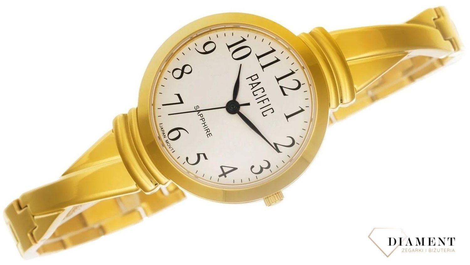 Damski zegarek Pacific Sapphire złoty biżuteryjna bransoletka S6007-03. Zegarek cały stalowy. Kup Damski Zegarek Kwarcowy w Zegarki-diament.pl Pacific wodoszczelność 50m = WR50 ☝ taniej - Najwięcej ofert w jednym miejscu1.jpg