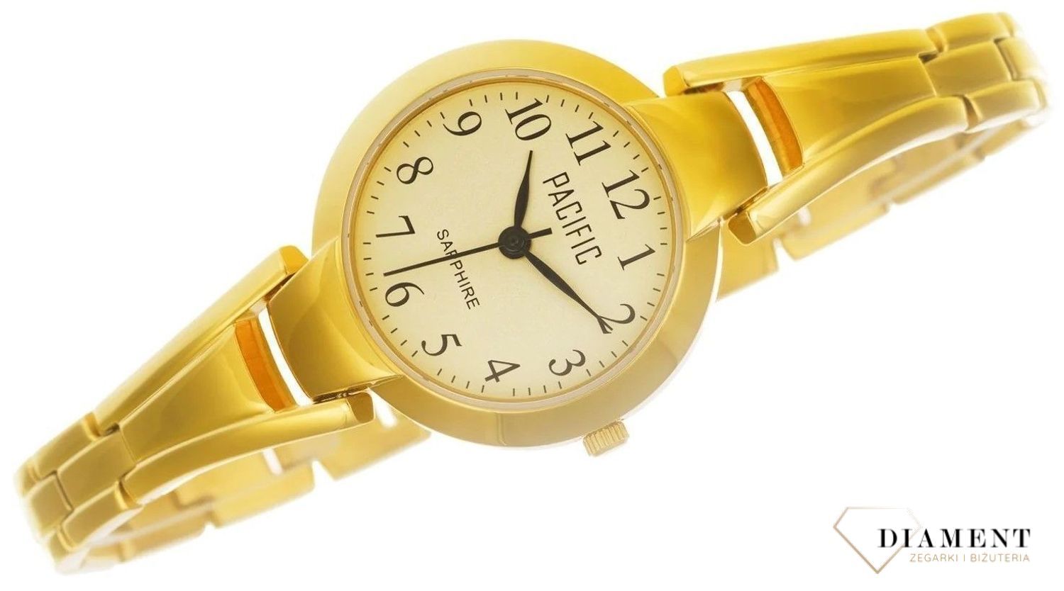 Damski zegarek Pacific Sapphire złoty biżuteryjna bransoletka S6015-05.  Zegarek cały stalowy. Kup Damski Zegarek Kwarcowy w Zegarki-diament.pl Pacific wodoszczelność 50m = WR50 ☝ taniej - Najwięcej ofert w jednym miejscu. 1.jpg