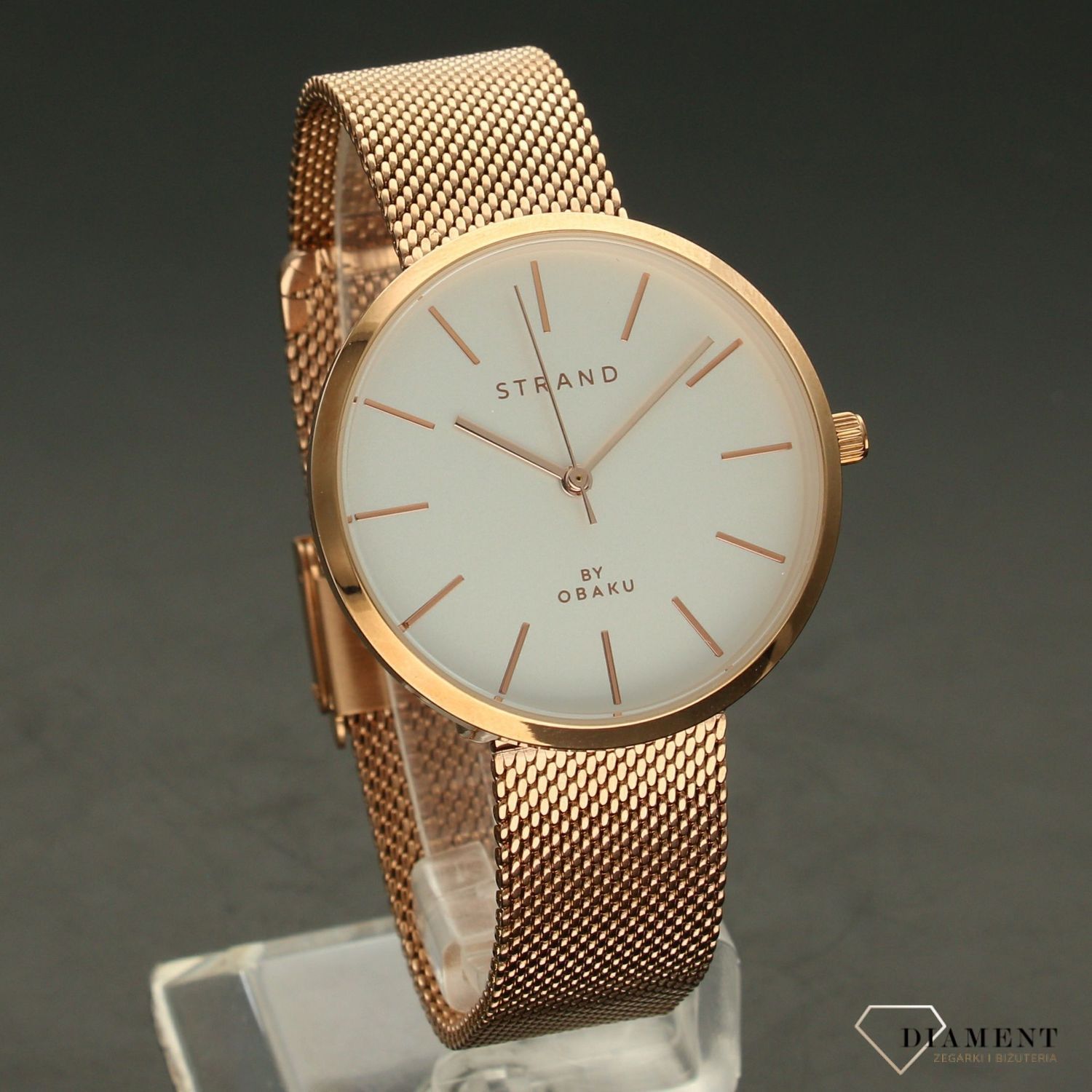 Zegarek damski STRAND złoty S700LXVIMV. Strand złoty to elegancki zegarek damski z oryginalną, elegancką  tarczą. Zegarek damski posiada indeksy w kolorze różowego złota5.jpg