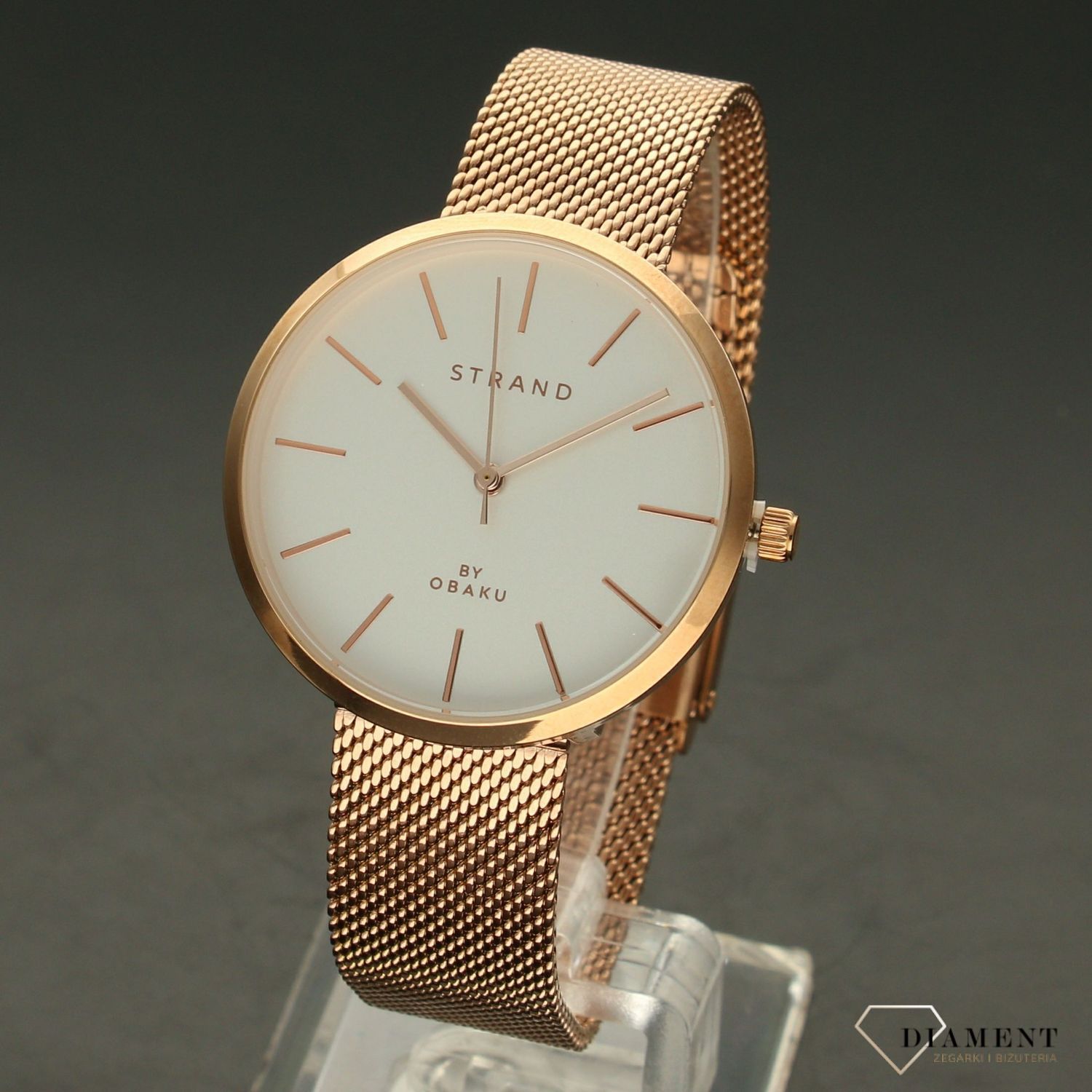 Zegarek damski STRAND złoty S700LXVIMV. Strand złoty to elegancki zegarek damski z oryginalną, elegancką  tarczą. Zegarek damski posiada indeksy w kolorze różowego złota5.jpg
