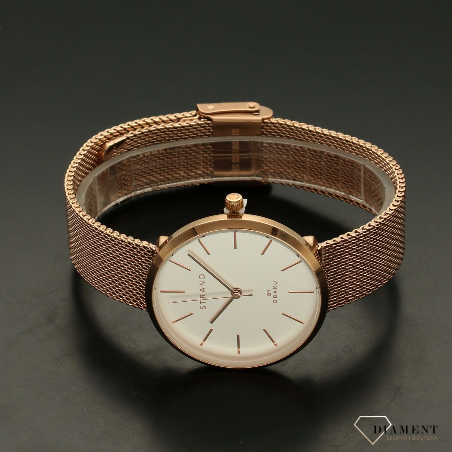 Zegarek damski STRAND złoty S700LXVIMV. Strand złoty to elegancki zegarek damski z oryginalną, elegancką  tarczą. Zegarek damski posiada indeksy w kolorze różowego złota5.jpg