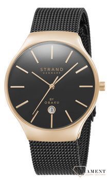 Zegarek męski Strand Caspian S701GDVBMB. Strand Caspian to elegancki zegarek męski z oryginalną, czarną tarczą. Zegarek posiada indeksy w kolorze różowego złota.88.jpg
