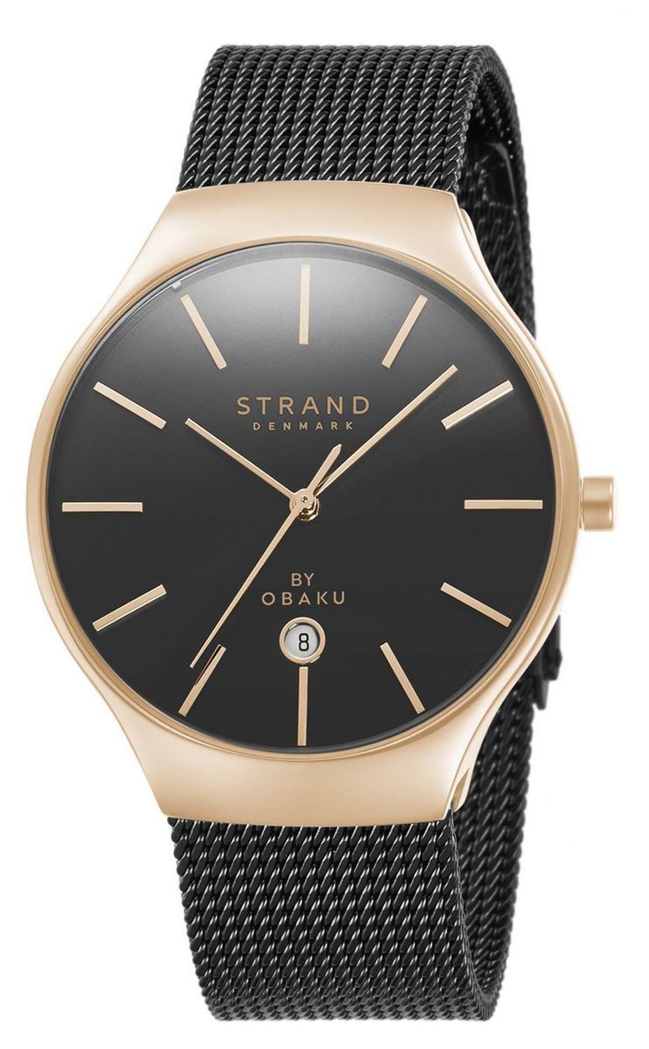 Zegarek męski Strand Caspian S701GDVBMB. Strand Caspian to elegancki zegarek męski z oryginalną, czarną tarczą. Zegarek posiada indeksy w kolorze różowego złota.88.jpg