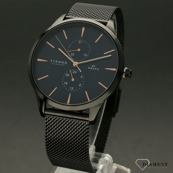 Zegarek męski na czarnej bransolecie Strand Beaufort S703GMBLMB (2).jpg