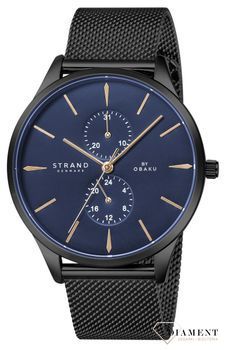 Zegarek męski Strand Beaufort S703GMBLMB. Strand Beaufort to elegancki zegarek męski z oryginalną, granatową tarczą. Zegarek posiada indeksy w kolorze różowego złota.55.jpg