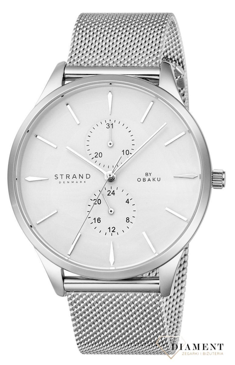 Zegarek męski Strand Beaufort S703GMCIMC. Strand Beaufort to elegancki zegarek męski z oryginalną, białą tarczą. Zegarek posiada indeksy w kolorze srebra.55.jpg