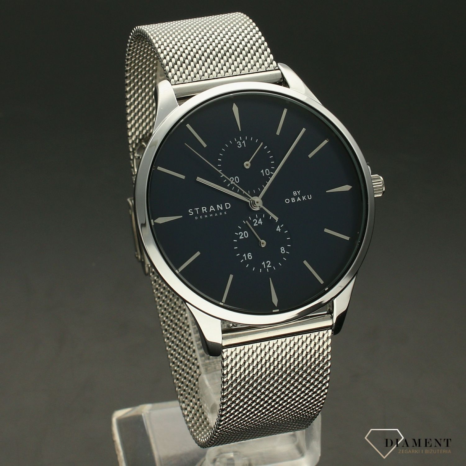 Zegarek męski Strand Beaufort S703GMCLMC. Strand Beaufort to elegancki zegarek męski z oryginalną, granatową tarczą. Zegarek posiada indeksy w kolorze srebra.55.jpg