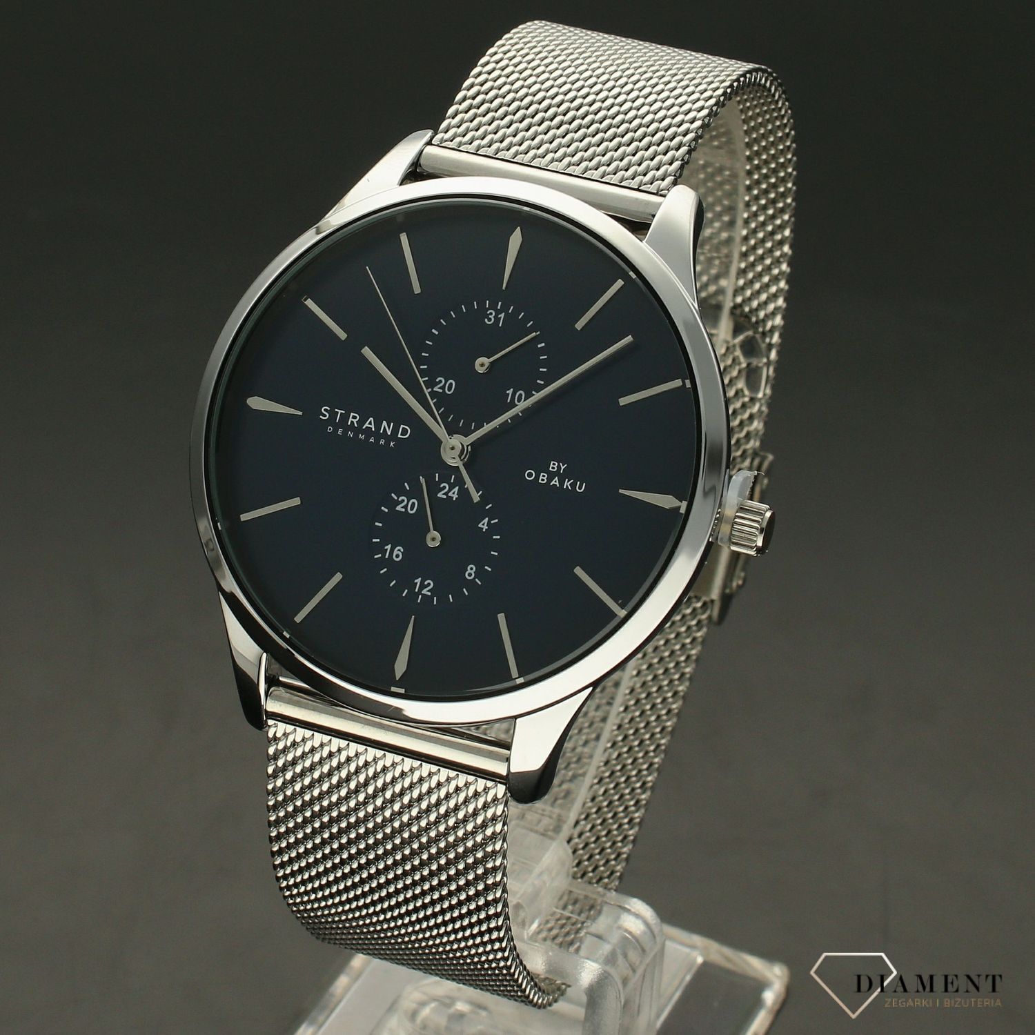 Zegarek męski Strand Beaufort S703GMCLMC. Strand Beaufort to elegancki zegarek męski z oryginalną, granatową tarczą. Zegarek posiada indeksy w kolorze srebra.55.jpg