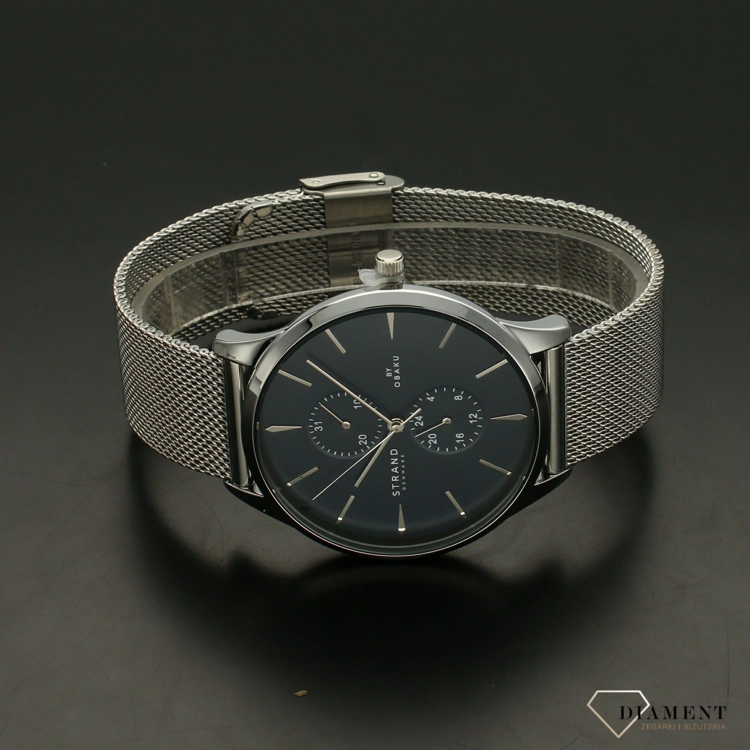 Zegarek męski Strand Beaufort S703GMCLMC. Strand Beaufort to elegancki zegarek męski z oryginalną, granatową tarczą. Zegarek posiada indeksy w kolorze srebra.55.jpg