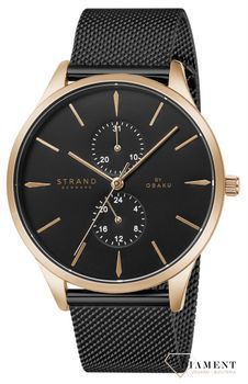 Zegarek męski Strand Beaufort  S703GMVBMB. Strand Beaufort to elegancki zegarek męski z oryginalną, czarną tarczą. Zegarek posiada indeksy w kolorze różowego złota.5.jpg
