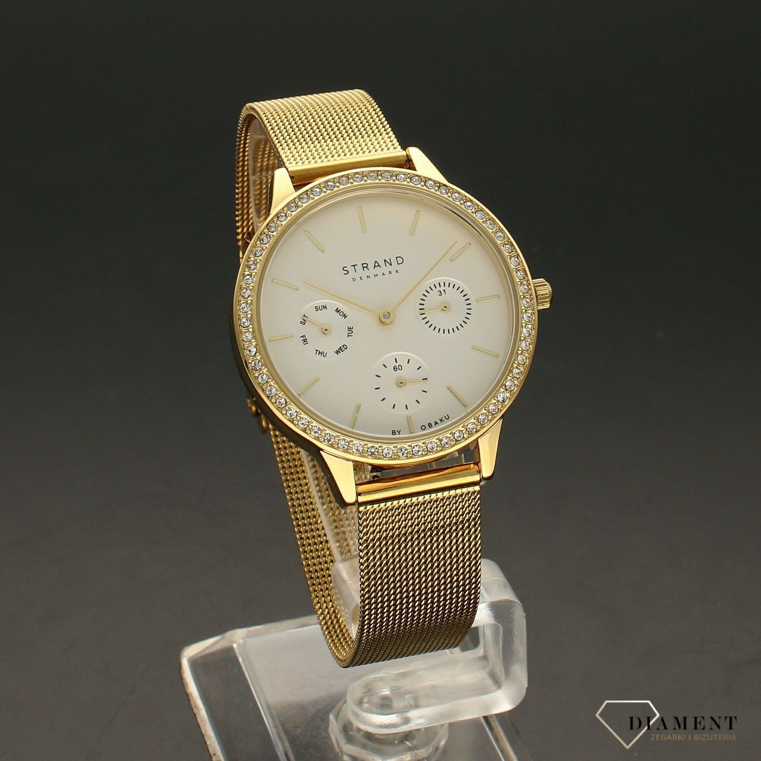 Zegarek damski złoty z cyrkoniami na bransolecie Strand S704LMGIMG.jpg