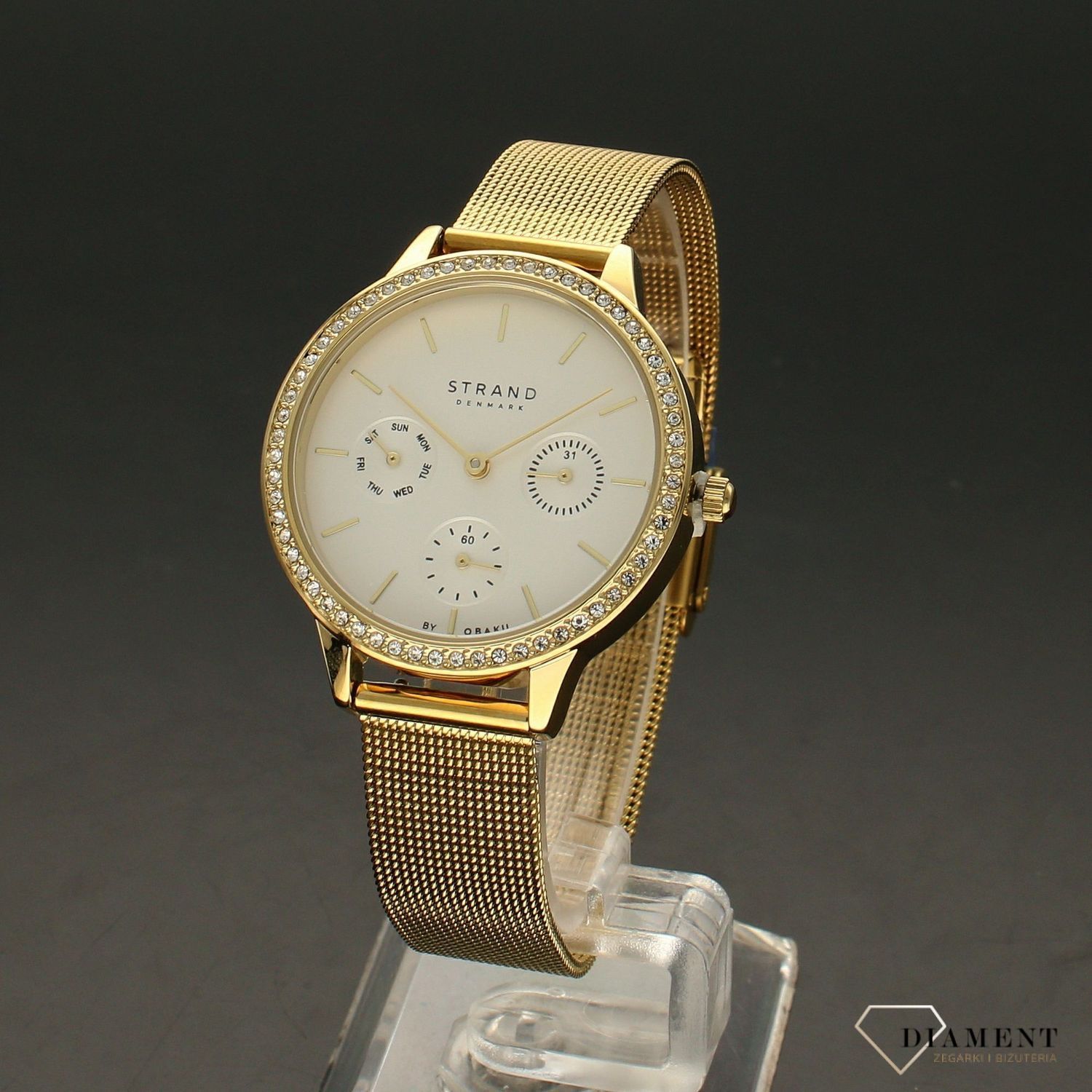 Zegarek damski złoty z cyrkoniami na bransolecie Strand S704LMGIMG.jpg