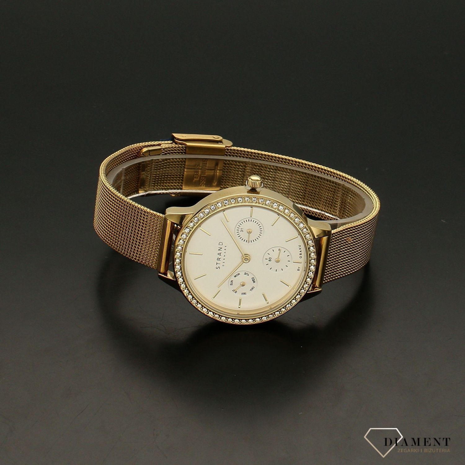 Zegarek damski złoty z cyrkoniami na bransolecie Strand S704LMGIMG.jpg