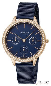 Zegarek damski STRAND Denmark S704LMVLML . Strand Denmark to elegancki zegarek damski z oryginalną, granatową tarczą oraz kopertą ozdobioną błyszczącymi kryształami Swarovskiego. Zegarek damski posiada indeksy w kol8.jpg
