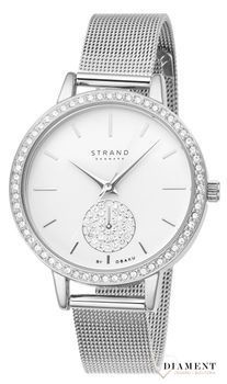 Zegarek damski STRAND Denmark S705LXCIMC . Strand to elegancki zegarek damski z oryginalną, białą tarczą, ozdobioną błyszczącymi kryształami Swarovskiego. Zegarek damski posiada indeksy w kolorze srebrnym8.jpg