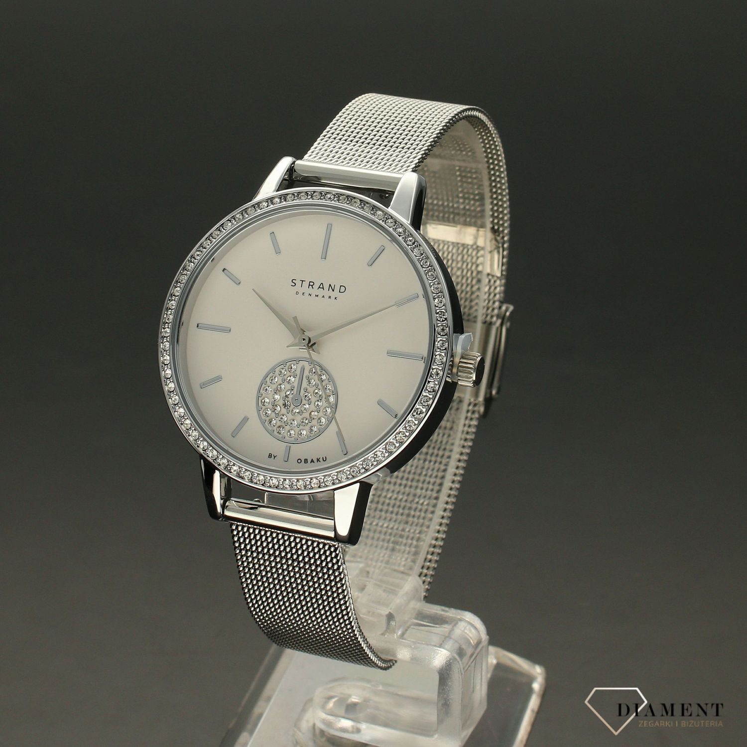 Zegarek damski STRAND Denmark S705LXCIMC . Strand to elegancki zegarek damski z oryginalną, białą tarczą, ozdobioną błyszczącymi kryształami Swarovskiego. Zegarek damski posiada indeksy w kolorze srebrnym8.jpg