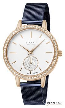 Zegarek damski STRAND Denmark S705LXVIML . Strand Denmark to elegancki zegarek damski z oryginalną, białą tarczą, ozdobioną błyszczącymi kryształami Swarovskiego. Zegarek damski posiada indeksy w  kolorze różowego z8.jpg