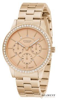 Zegarek damski STRAND Lana S707LMVVSV. Strand Lana to elegancki zegarek damski z oryginalną, różową tarczą. Tarcza ozdobiona została błyszczącymi kryształami Swarovskiego. Zegarek damski posiada indeksy w formie bły8.jpg