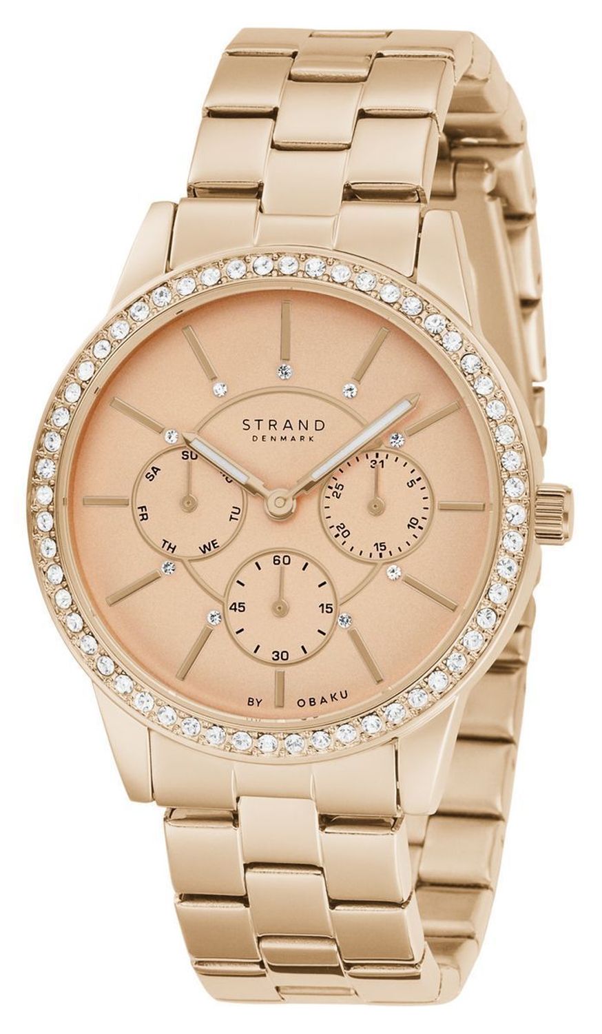 Zegarek damski STRAND Lana S707LMVVSV. Strand Lana to elegancki zegarek damski z oryginalną, różową tarczą. Tarcza ozdobiona została błyszczącymi kryształami Swarovskiego. Zegarek damski posiada indeksy w formie bły8.jpg