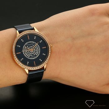 Zegarek damski na bransolecie niebiesko- złoty STRAND Fjord S711LXVLML (5).jpg