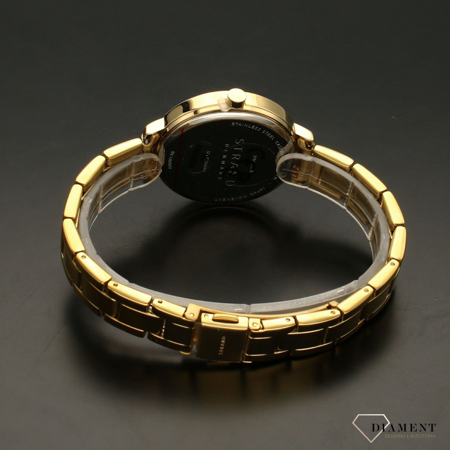 Zegarek damski złoty na bransolecie z motywem kwiatowym Strand S712LXGGSG.jpg