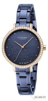 Zegarek damski STRAND Pacifica S712LXVLSL. Strand Pacifica to elegancki zegarek damski z oryginalną, granatową tarczą, ozdobioną motywem kwiatowym. Zegarek damski posiada indeksy z różowego złota. Tarcza ozdobiona j8.jpg