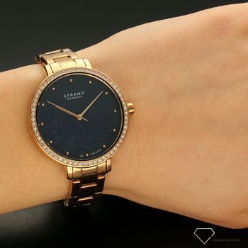Zegarek damski na złotej bransolecie z niebieską tarczą STRAND Pacifica S712LXVLSV (5).jpg