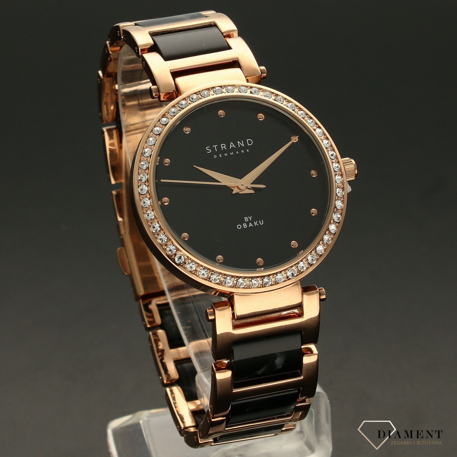 Zegarek damski STRAND Belle Mare S713LXVBSB. Strand Belle Mare to elegancki zegarek damski z oryginalną, czarną tarczą z masą perłową.  Zegarek damski posiada indeksy z różowego złota. Tarcza ozdobiona jest błyszczą8.jpg