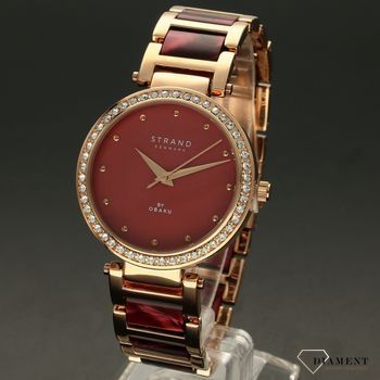 Zegarek damski STRAND Belle Mare S713LXVDSD. Strand Belle Mare to elegancki zegarek damski z oryginalną, czerwoną tarczą z masą perłową.  (2).jpg