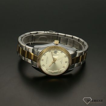 Zegarek damski na bransolecie w kolorze różowego złota z niebieską tarczą i błyszczącymi indeksami Strand S721LDFGSF.  (3).jpg