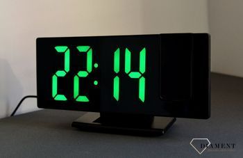 Zegar budzik LED JVD SB3618.1 z termometrem i projekcję. Zegar biurkowy budzik z dużymi wyraźnymi zielonymi cyframi LED i projektorem. Długość 18,5 cm. Cyfry 5,6 cm (5).JPG