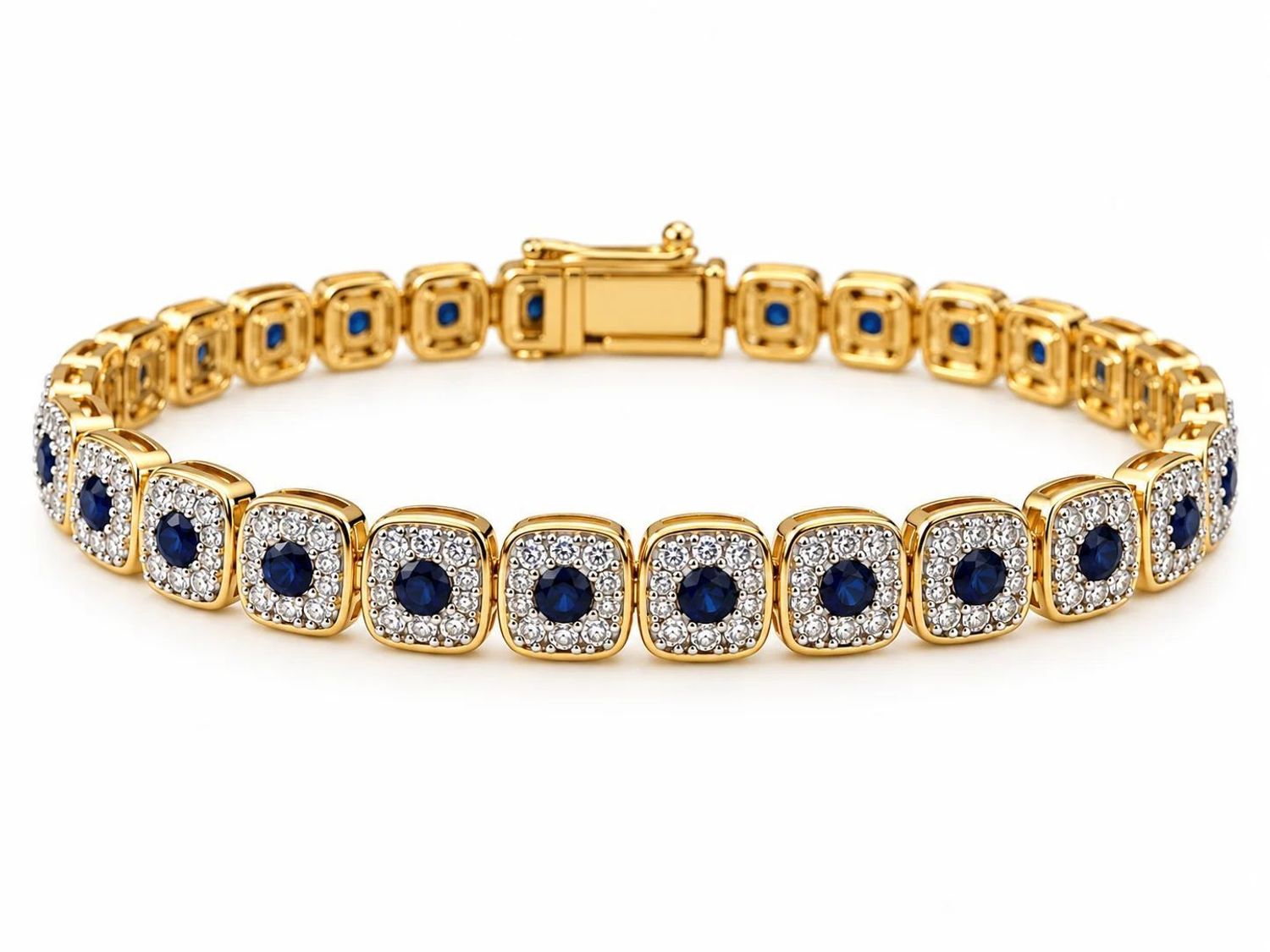 Złota bransoletka damska z 348 diamentami 1,02 ct i 29 szafirami 2,00 ct – 18 cm (4).jpg