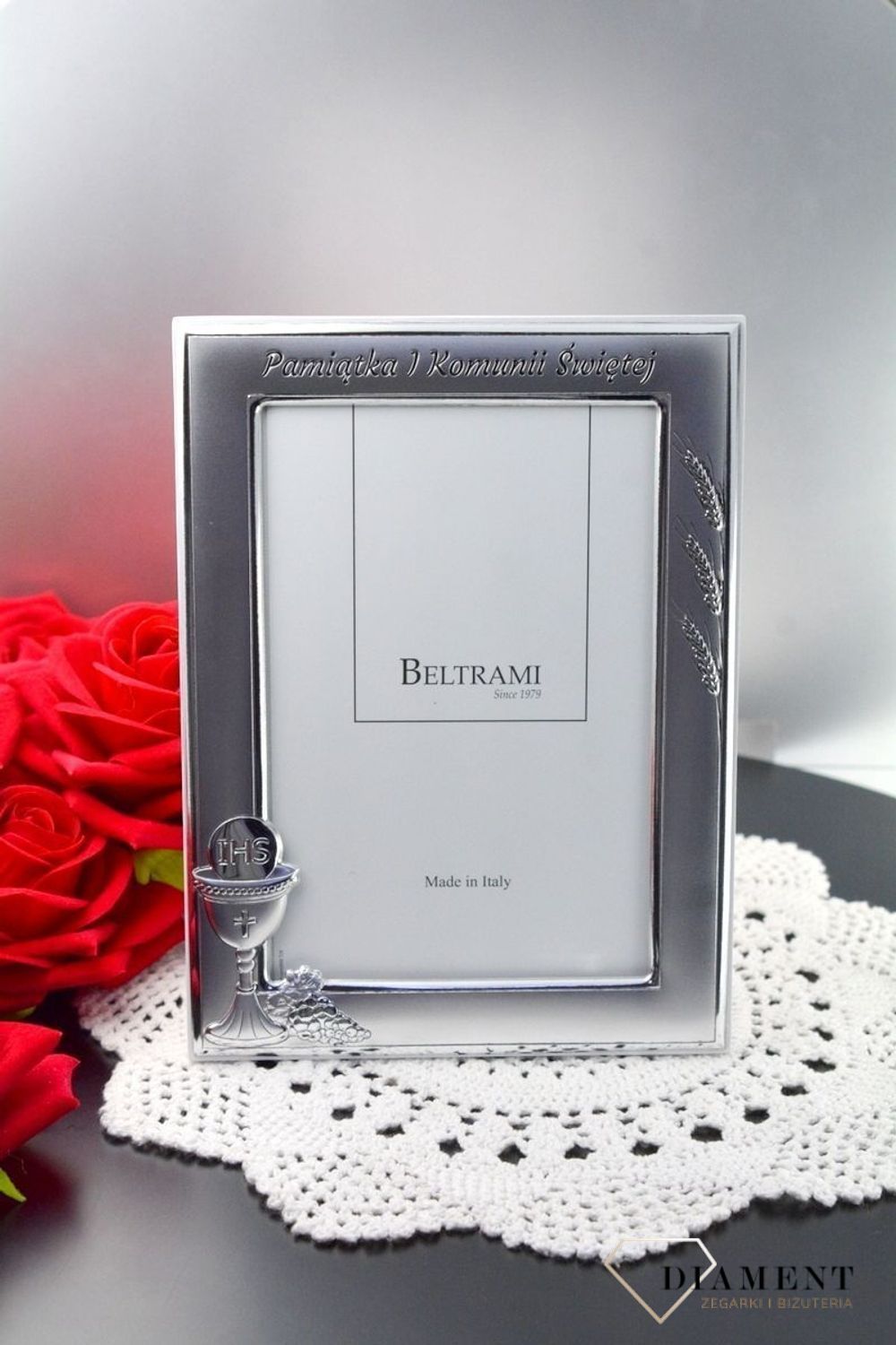 Srebrna ramka na zdjęcia Pamiątka Pierwszej Komunii Świętej SE6802RAM.3XL. Pamiątka I komunii. prezent na komunię. Ramka na zdjęcie komunijne. Darmowy grawer..jpg
