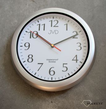 Zegar ścienny srebrny wodoszczelny do łazienki JVD SH494.1 Zegar do łazienki Zegary wodoszczelne Zegary łazienkowe  Zegary na ścianę srebrne (1).JPG
