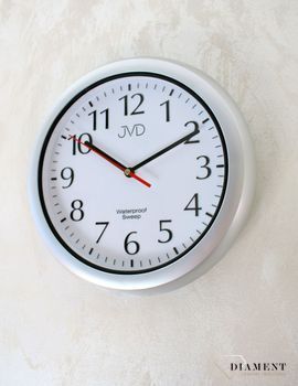 Zegar ścienny srebrny wodoszczelny do łazienki JVD SH494.1 Zegar do łazienki Zegary wodoszczelne Zegary łazienkowe  Zegary na ścianę srebrne (2).JPG