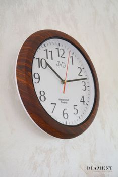 Zegar ścienny brązowy do łazienki wodoszczelny JVD SH494.2 imitacja drewna. Zegary do łazienki.  Zegary wodoszczelne. Zegary łazienkowe  Zegary na ścianę brązowe (7).JPG