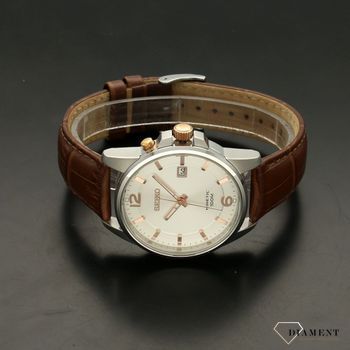 Elegancki zegarek męski w jasnej kolorystce z paskiem w kolorze brązowym (3).jpg