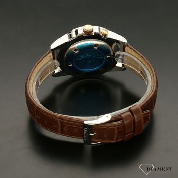 Elegancki zegarek męski w jasnej kolorystce z paskiem w kolorze brązowym (4).jpg