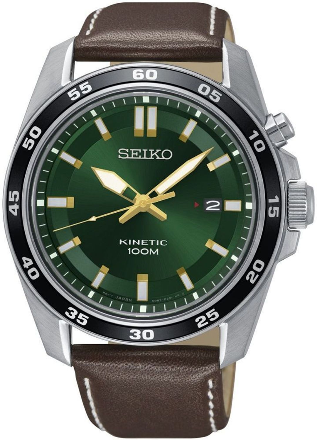 Zegarek męski Seiko SKA791P Kinetic  Zielona Tarcza, Skórzany Pasek.jpg