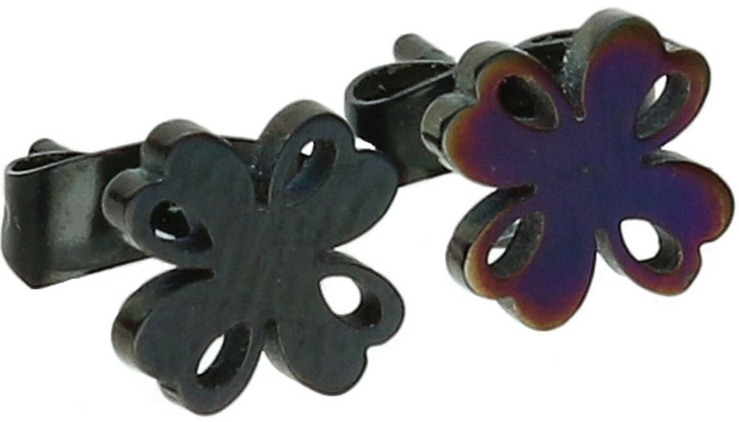 Kolczyki damskie stalowe czarne koniczynki 7 mm SKO13 – stal nierdzewna.jpg