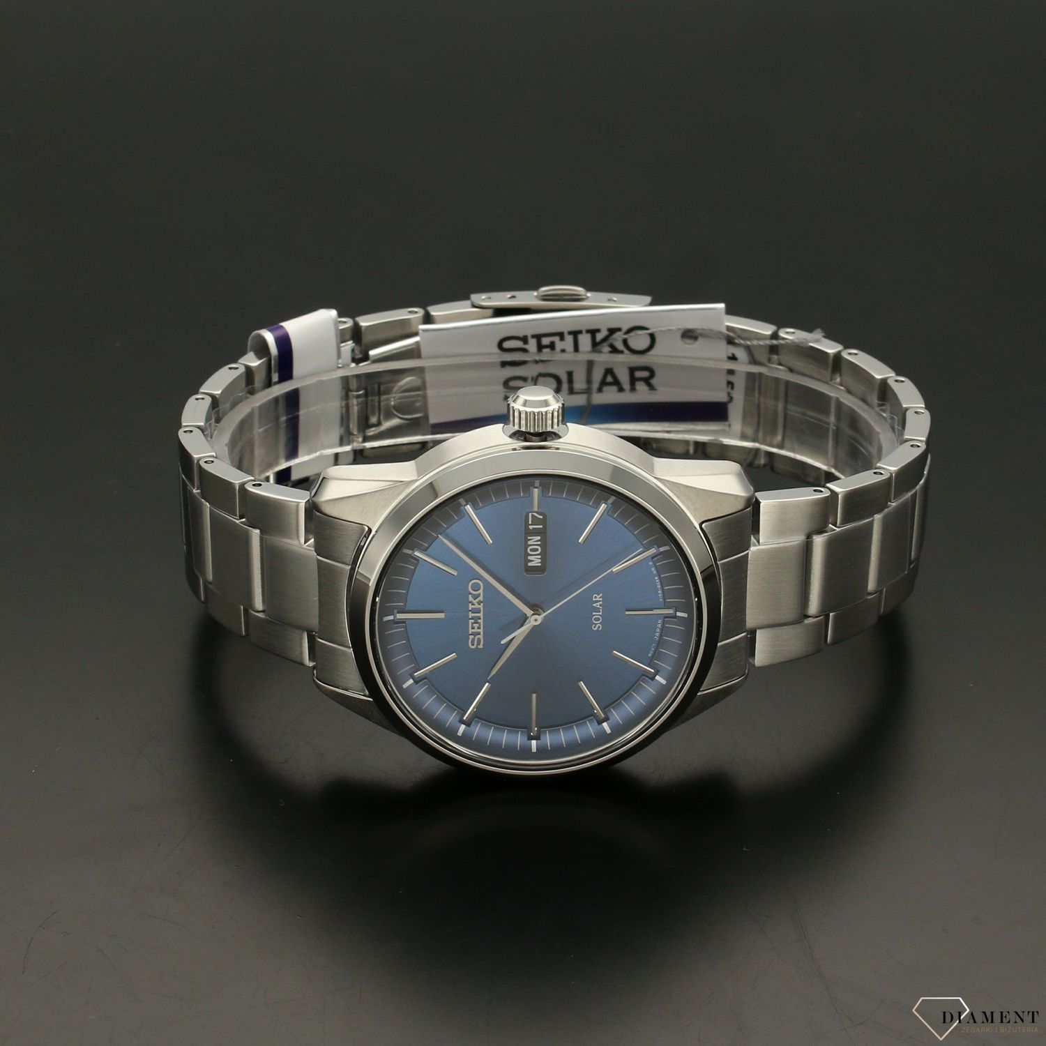 Zegarek męski Seiko Solar z niebieską tarczą SNE525P1.jpg
