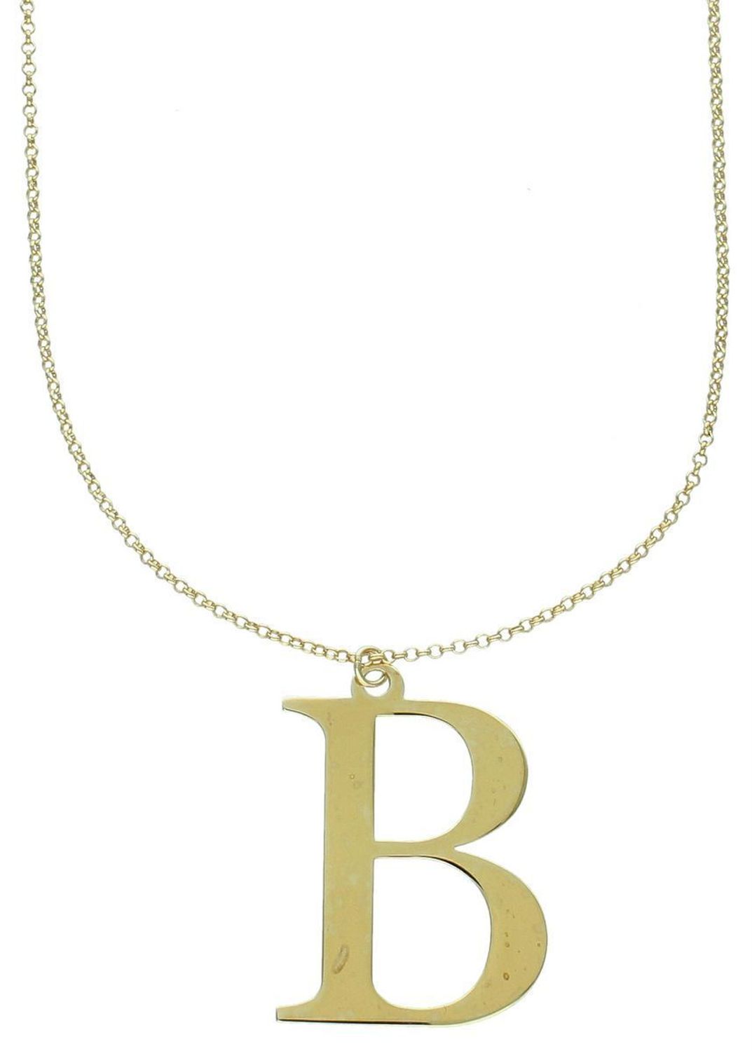 Naszyjnik srebrny pozłacany próba 925, literka B SP167S Elegancki naszyjnik wykonany z wysokiej jakości srebra próby 925, pozłacany, z zawieszką w kształcie literki B. 1.jpg