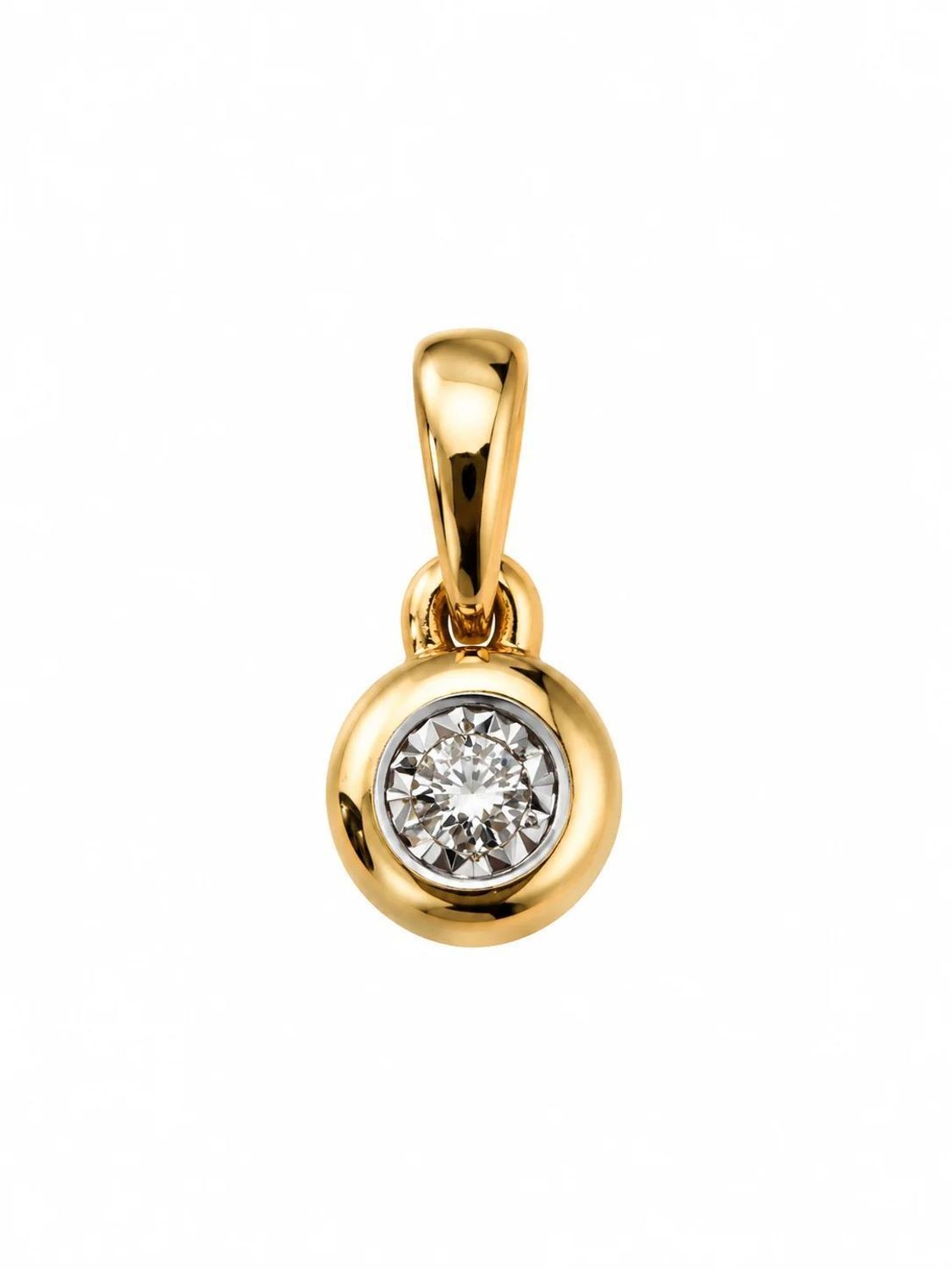 Złota zawieszka okrągła z diamentem 0,09 ct – złoto próby 585 GHSI 0,09ct1.jpg