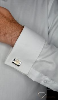 Zestaw zapinka do krawata i spinki do mankietów SPK108 Elegancki zestaw zapinka do krawata i spinki do mankietów z matowymi wstawkami. Idealny prezent dla mężczyzny.  (1).JPG