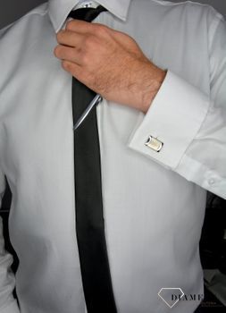 Zestaw zapinka do krawata i spinki do mankietów SPK108 Elegancki zestaw zapinka do krawata i spinki do mankietów z matowymi wstawkami. Idealny prezent dla mężczyzny.  (2).JPG