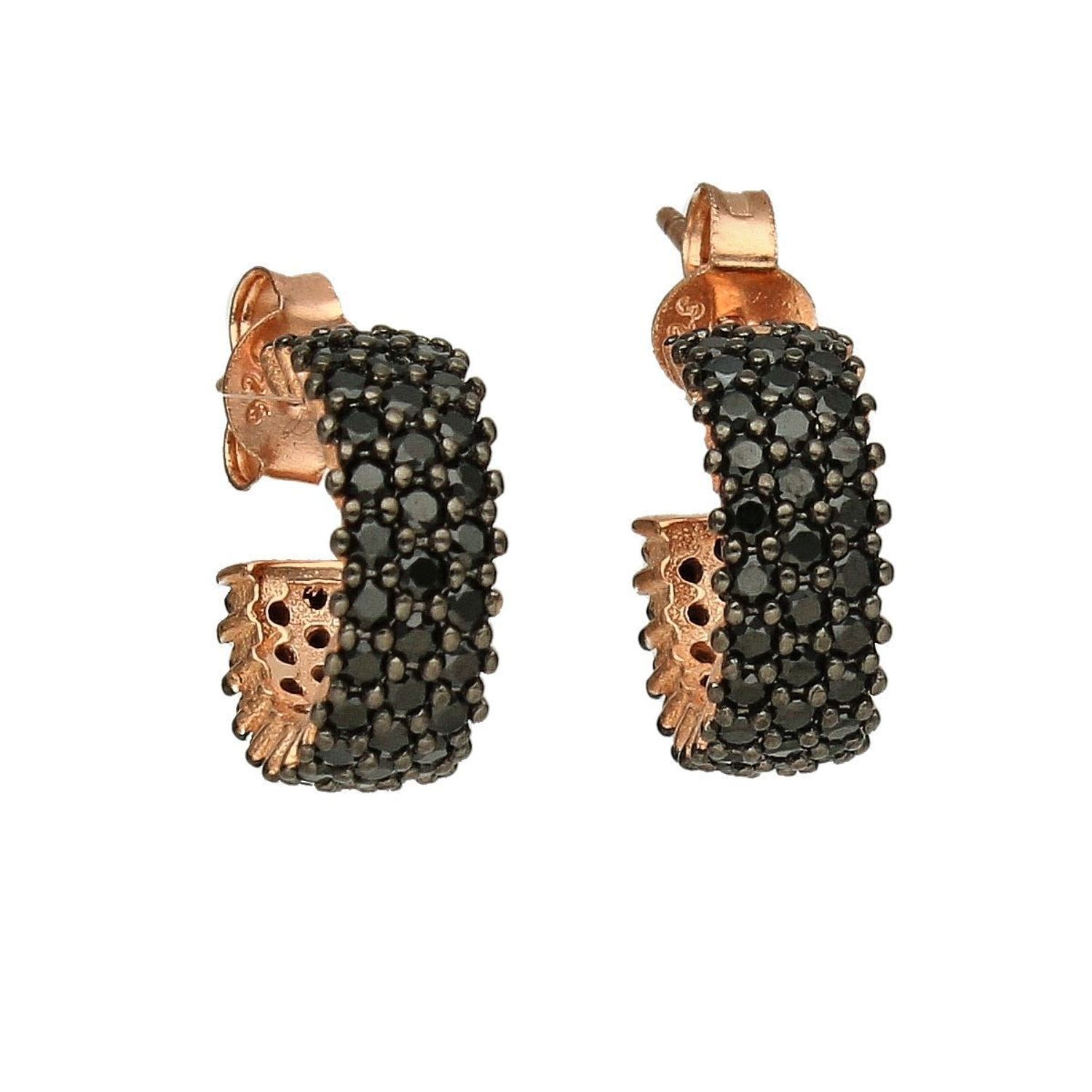 Kolczyki srebrne koła drobne czarne cyrkonie SQK00000-038.jpg